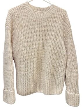 H&M Cream Sparkle Chunky Jumper Long Sleeve Top - Size Medium